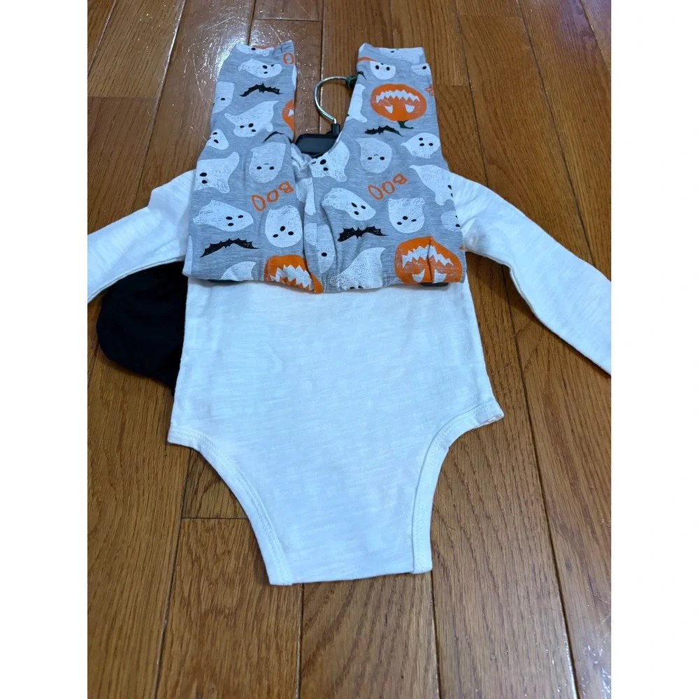 Mud Pie Baby Hey Boo Halloween 3pc‎ Set Bodysuit Leggings Beanie 6-9 Months NEW